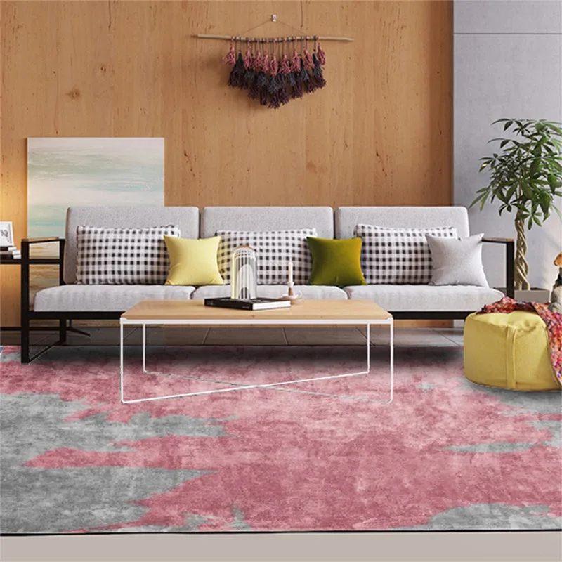

Stylish European and American abstract oil painting Nordic sweet pink gray bedroom door living room kitchen mat carpet custom
