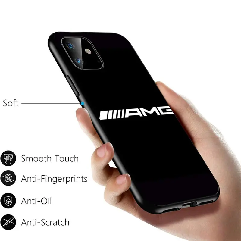

Top Car For AMG Phone Case For Apple iPhone 12 11 Pro Max mini XS Max XR X 8 7 6 6S Plus 5S SE 2020 Soft Black Phone Case