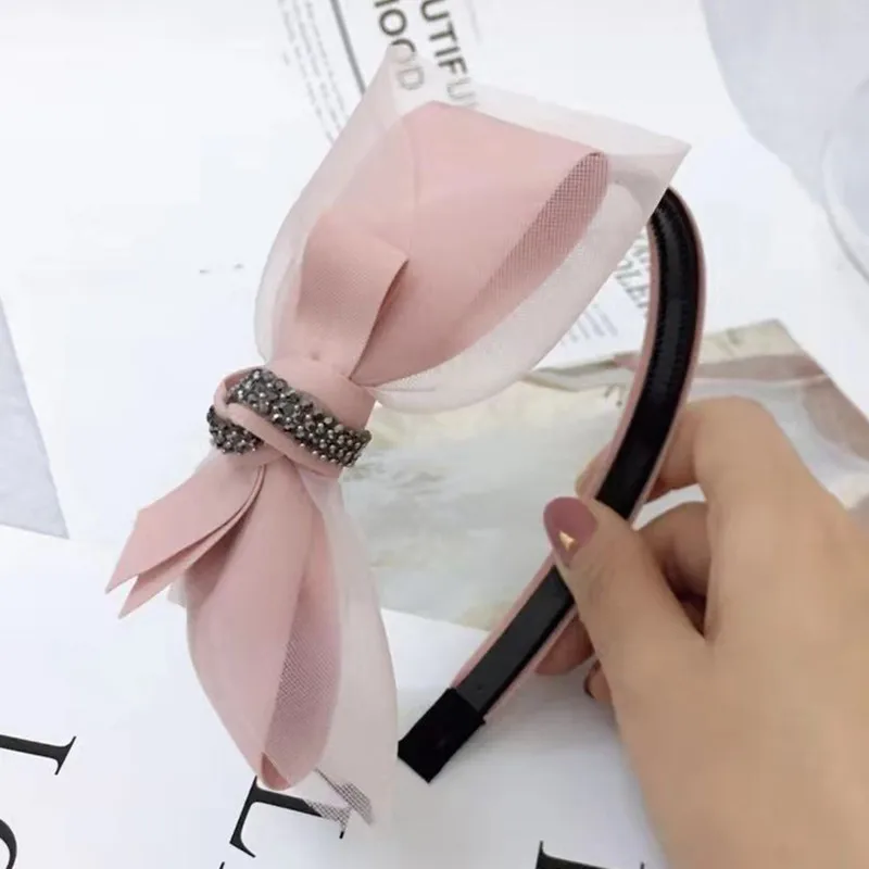 

CANZE Korean New Style Headband Wide Rabbit Ears Vintage Bow Hair Band Knotted Hairpin Mesh Lace Fabric Hair Accessories