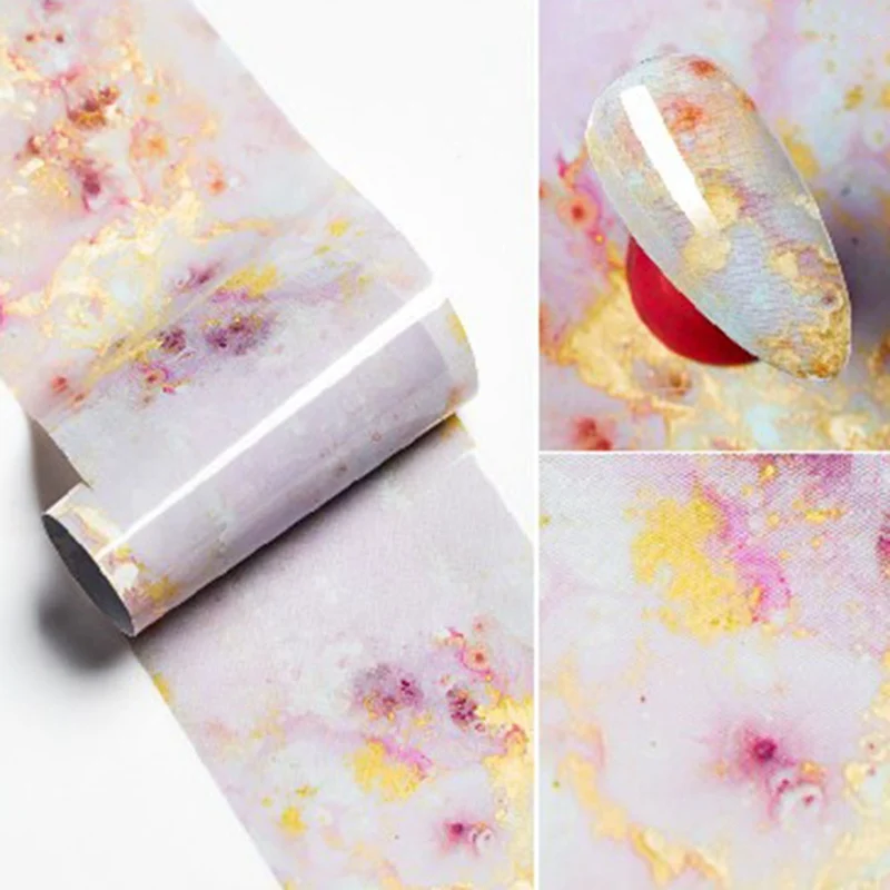 125x4 см Фольга для ногтей мраморная серия Розовая синяя фольга бумага дизайна