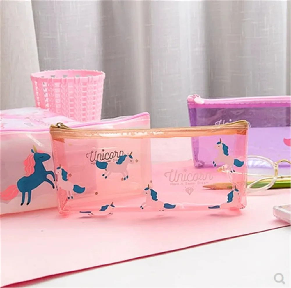 Чехол для карандаша с единорогом школьные Чехлы прозрачные чехлы учеников милые