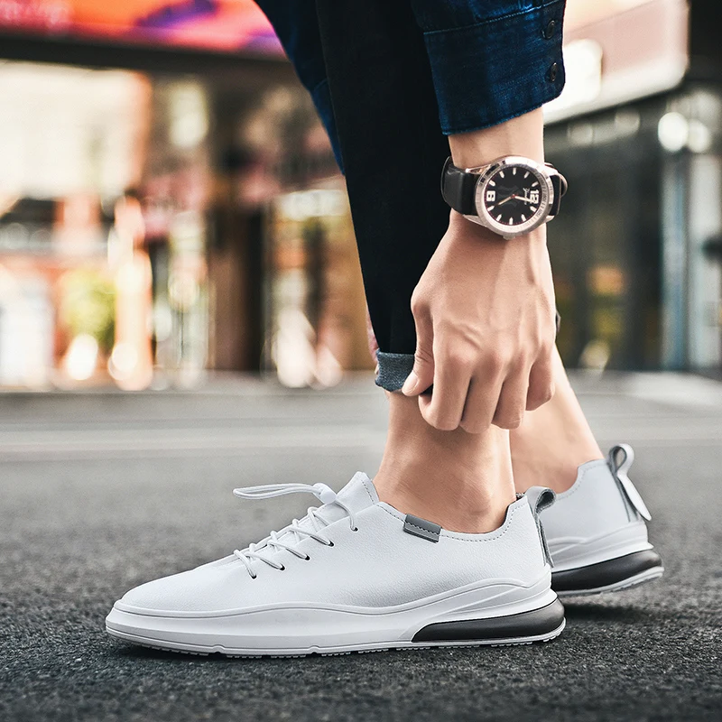 

genuine Leather Shoes Men Casual Shoes Male black White Flats Outdoor Sneakers Chaussure Homme Tenis Masculino Skateboard Shoes