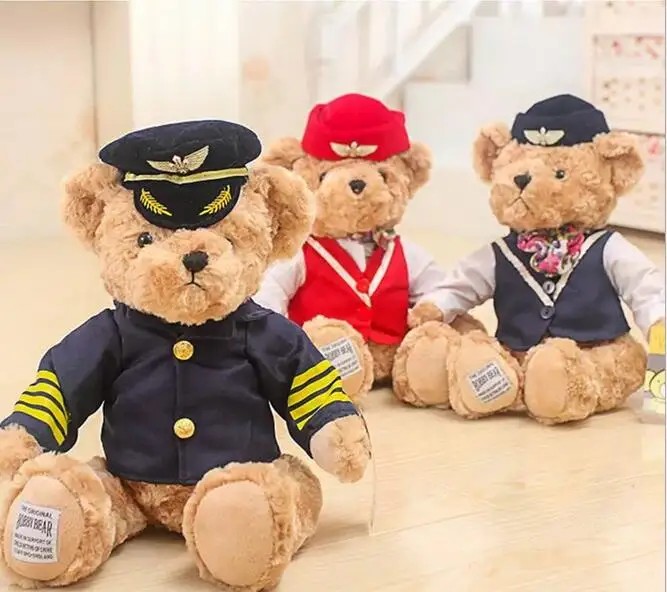 Новинка милая плюшевая игрушка пилот капитан медведь медвежонок подарок на день