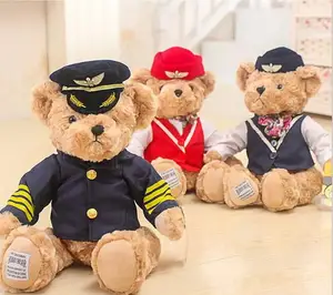 Новинка, милая плюшевая игрушка-пилот, капитан, медведь, медвежонок, подарок на день рождения, 25 см