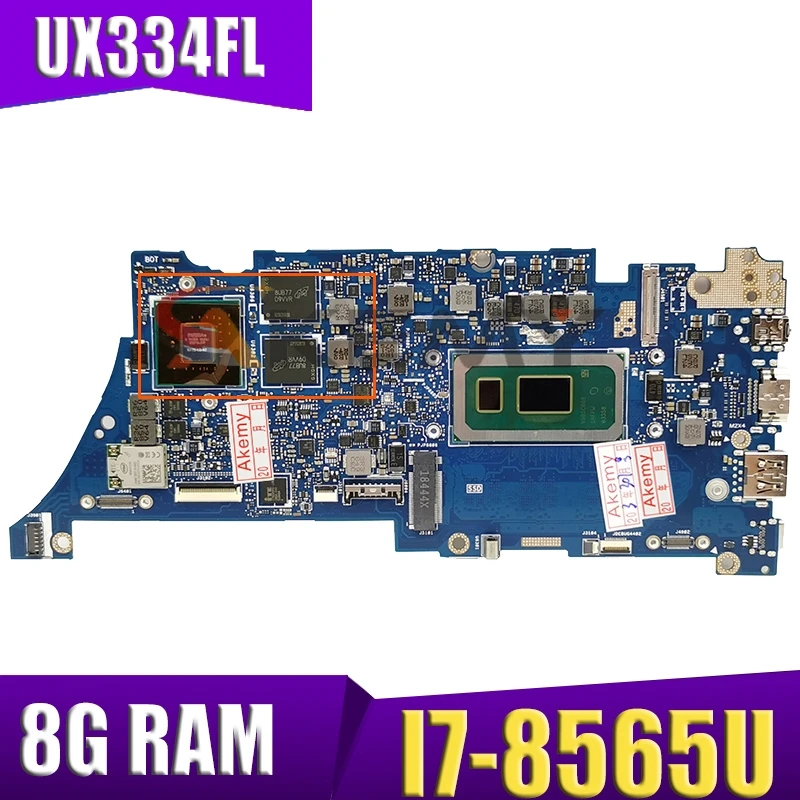 

UX334F laptop mainboard For ASUS zenbook 13 UX334FL UX334F UX334 original motherboard I7-8565U 8GB RAM