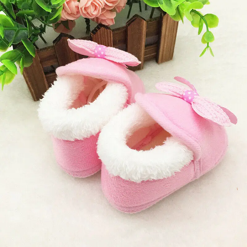 

Pudcoco 2021 Fashion Newborn Infant Baby Girls Boys Shoes Bow-knot Fur Ankle Length Winter Warm Snow Boots 0-18M New Years Gift