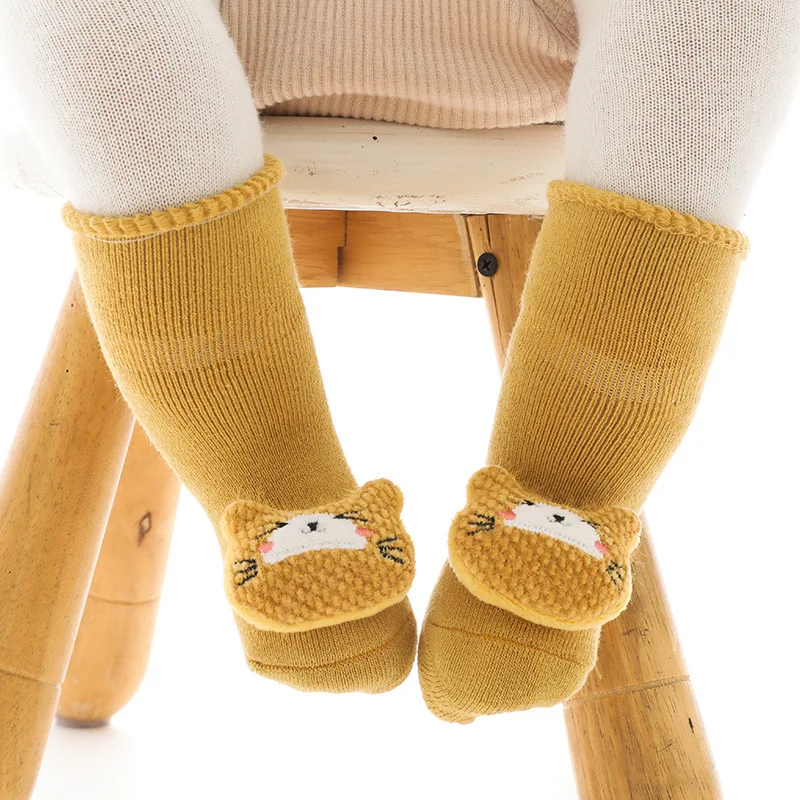 

Autumn Winter Soft Warm Cotton Baby Socks With Doll Thicken Boy Girls Newborn Cartoon Animal Infant Kids Anti Slip Floor Sock