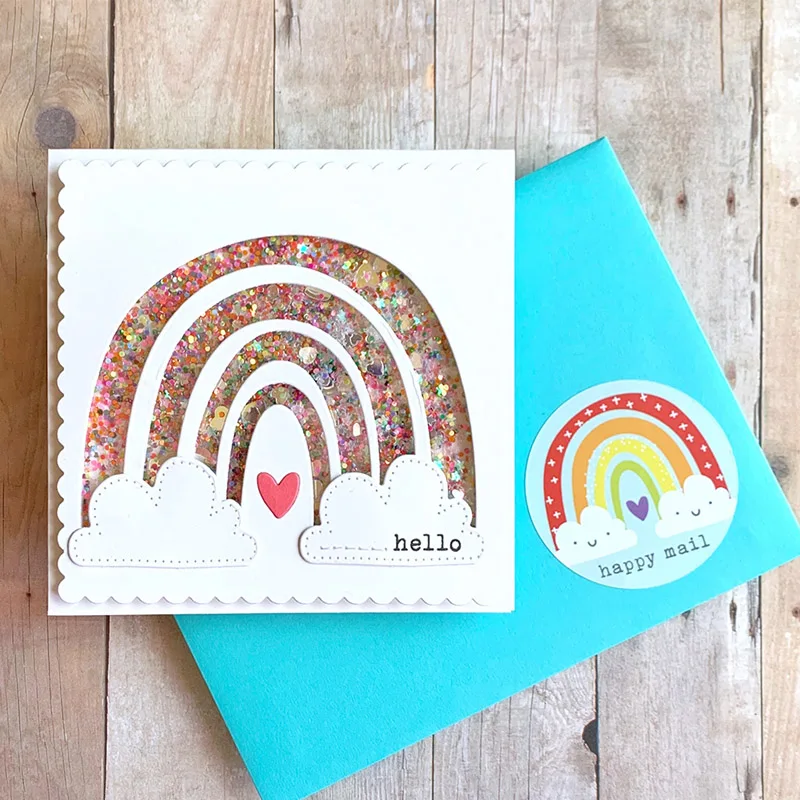 4pcs/set Arched Cloud Rainbow Phrases Clear Stamps Coordinating dies for DIY Scrapbooking Paper Card Making Decorative Crafts | Дом и сад