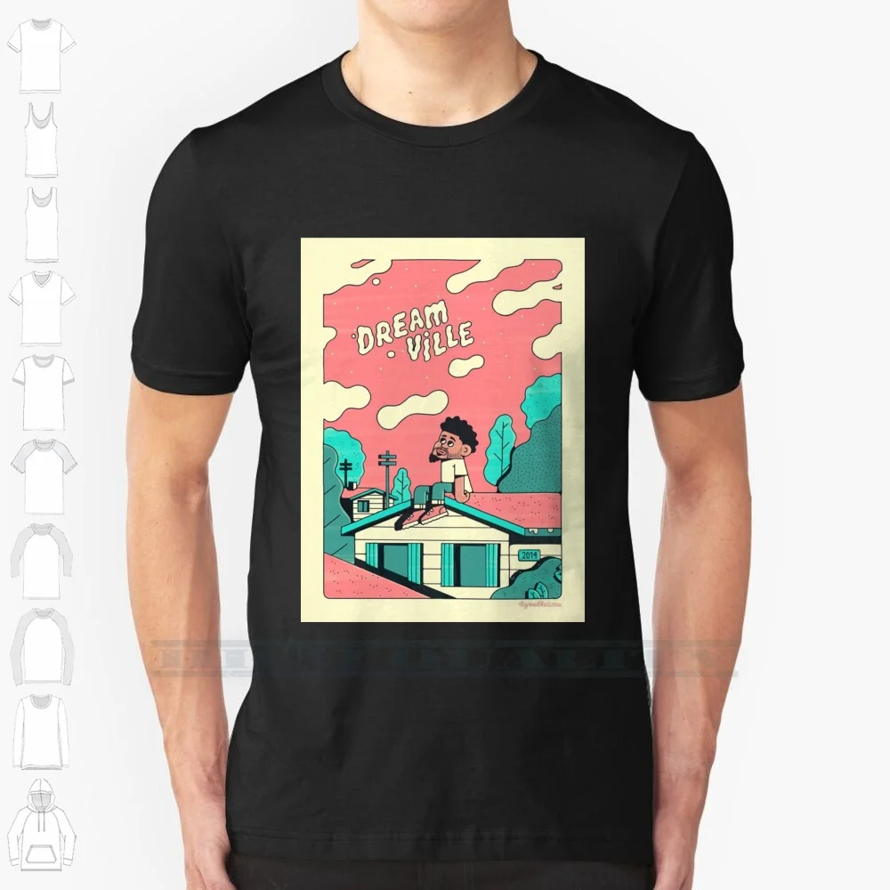 J Cole Dreamville Newest Fashion Design Print Cotton T Shirt 6xl Big Size Jcole Jid Bas Cartoon | Мужская одежда