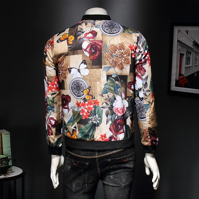 Мужская куртка-бомбер в стиле хип-хоп с воротником-стойкой