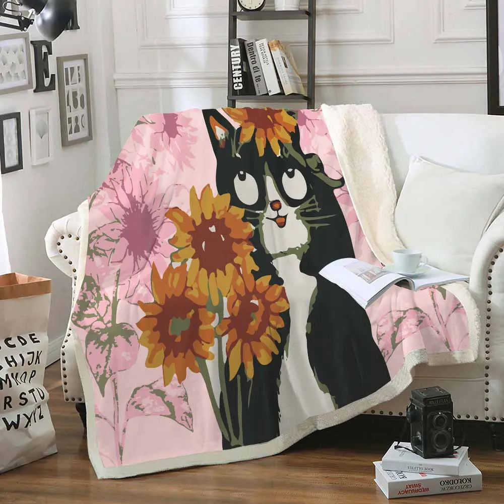 Мягкие коралловые одеяла шерпа для детей и взрослых черное одеяло с изображением