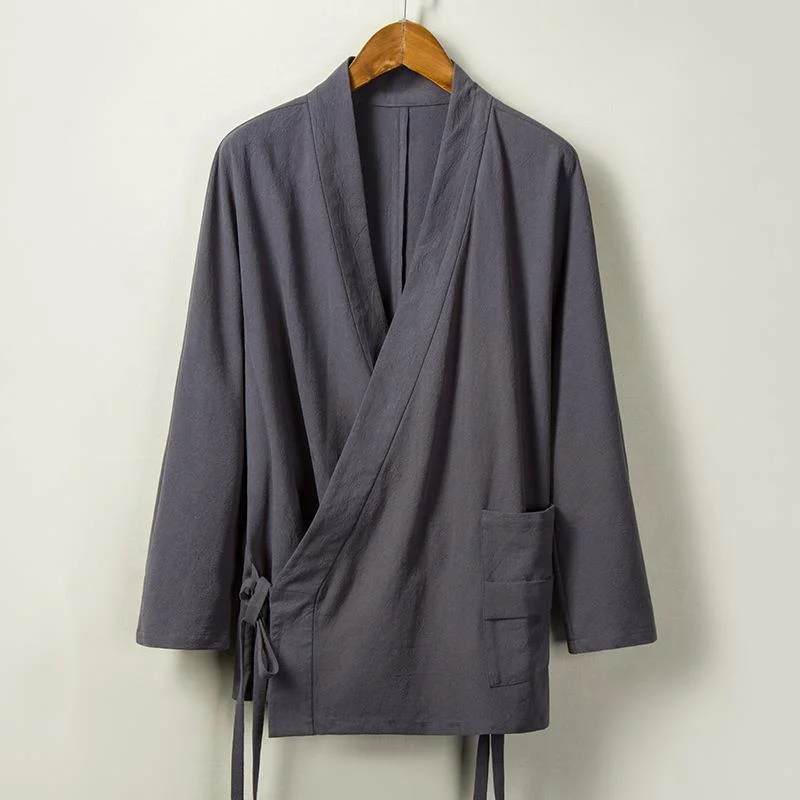 #4215 одежда на весну и осень в китайском Стиль из хлопка льна пальто мужской ремень