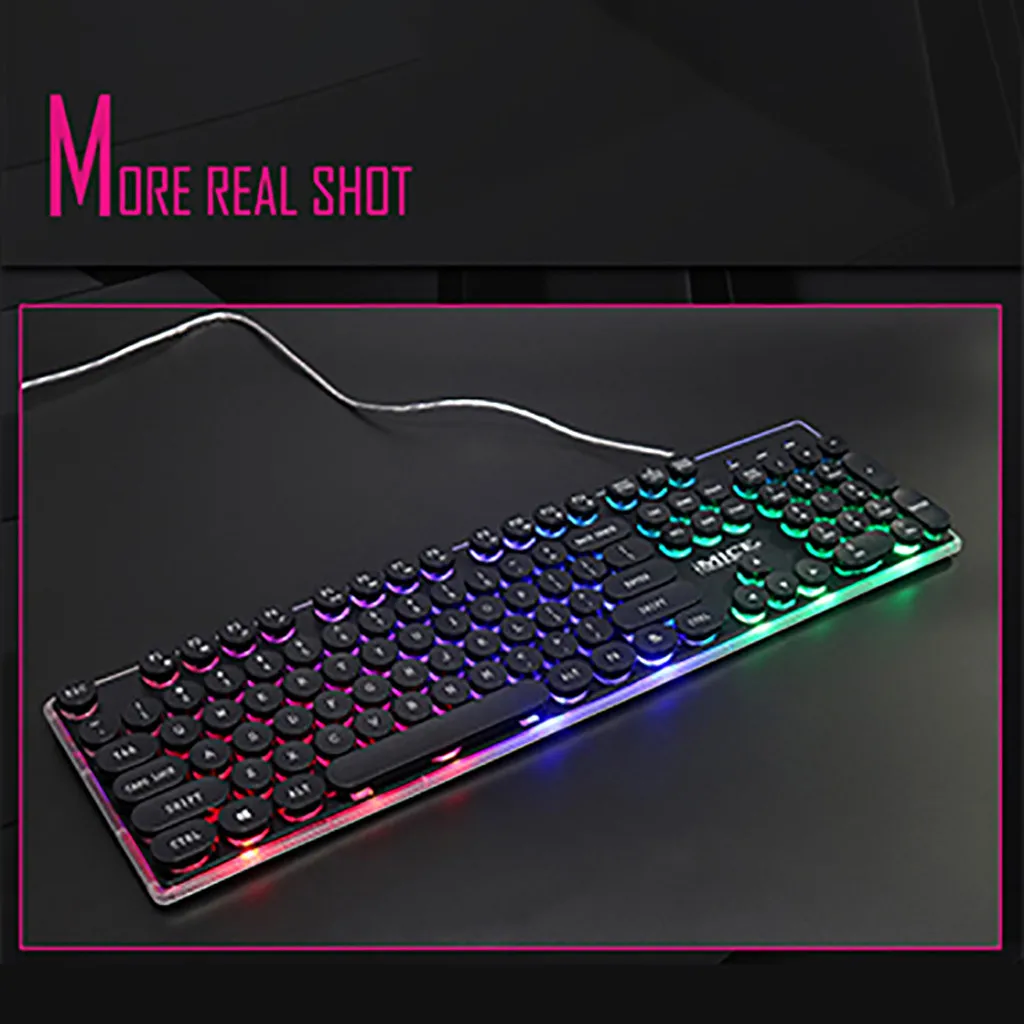 Игровая клавиатура Beautyss с подсветкой и RGB светодиодный экран 104 клавиши