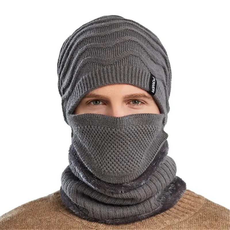 

Winter Knitted Hat Face Mask Running Outdoor Sports Men Women Warm Polar Fleece Windproof Hiking Cycling Hat Scarf XBG-9115