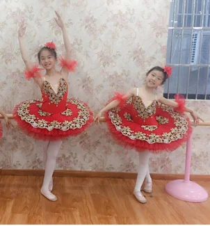 Синее профессиональное балетное платье-пачка для девочек, гимнастическое платье для танцев, костюм Лебединого озера, балетное трико для женщин, детское балетное платье - Цвет: Красный
