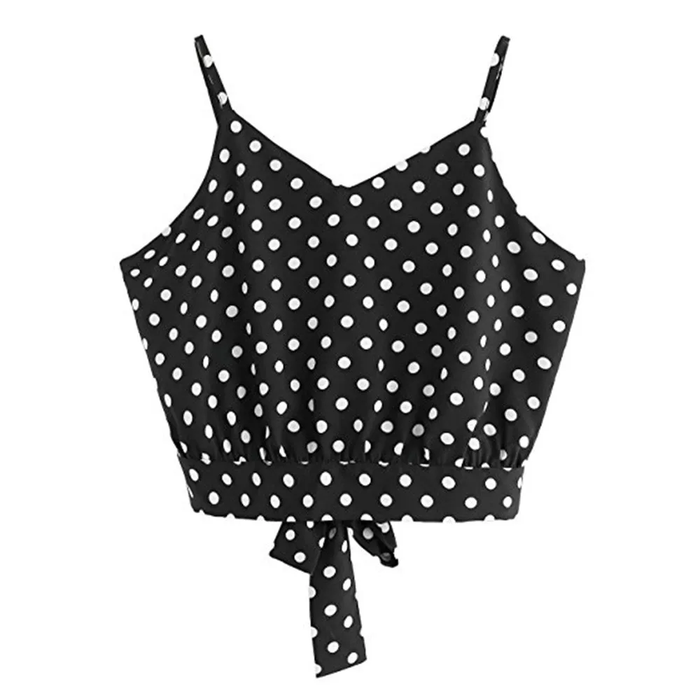 

Женский укороченный топ в горошек с V-образным вырезом