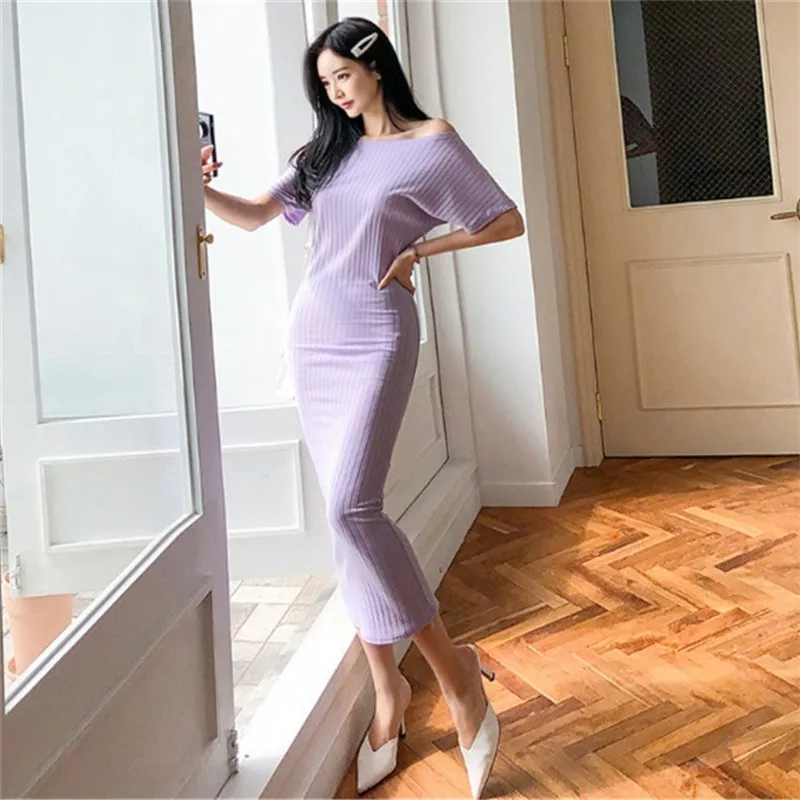2019 New Summer Women Dress Short Sleeve Belted Jersey Off Shoulder High Waist Slim Long Party Night Vestidos | Женская одежда