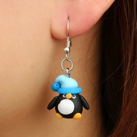 hot sales new arrival cute women girl polymer clay penguin daily life dangle hook earrings fashion jewelry gift pendiente