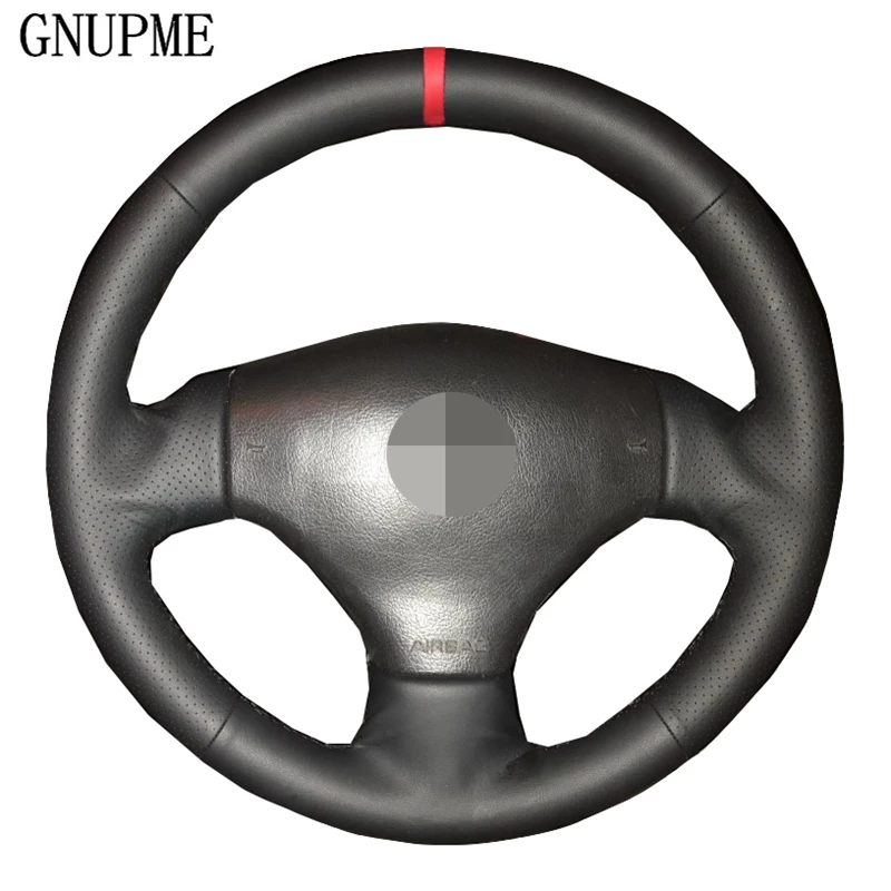 

DIY Black Hand-Stitched Artificial Leather Car Steering Wheel Cover for Peugeot 206 2003 2004 2005 2006