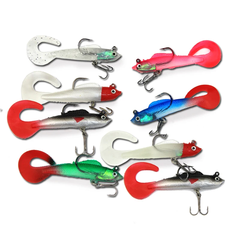 

TL soft lure 9cm 9g Artificial Silicone lead coating fishing soft bait soft lure set 8pcs/pack curled tail