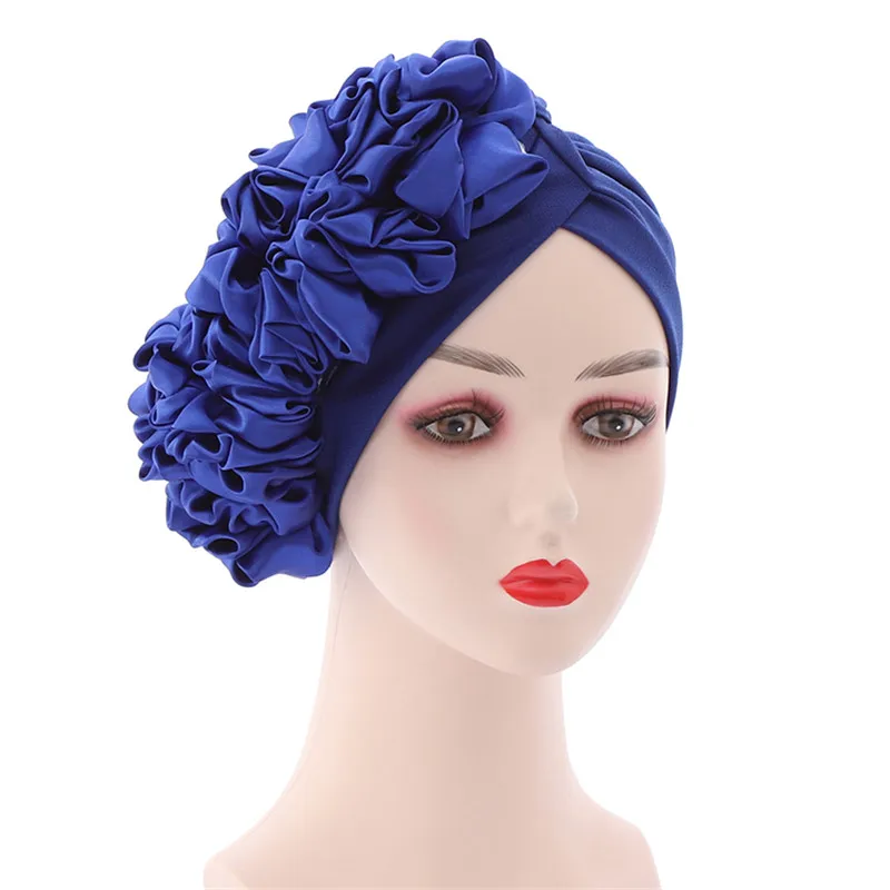 

Women Turban Cap Big Flower Headscarf Bonnet Hat Head Wrap Ready To Wear Muslim Hijab Scarf Turbante Headwrap African Headties