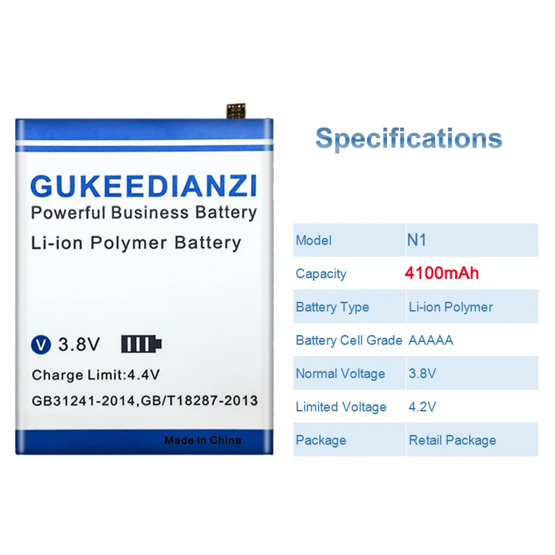 GUKEEDIANZI Battery N 1 4100mAh for Santin N1 M1-plus Replacement Batteries | Мобильные телефоны и аксессуары
