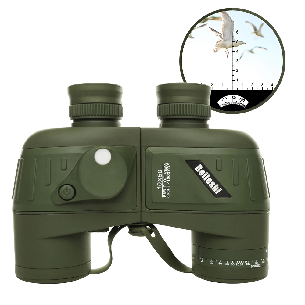 

10X50 Camping Telescope Waterproof Military Binocular Spotting Scope with Compass for Hunting Hiking Traveling Concert