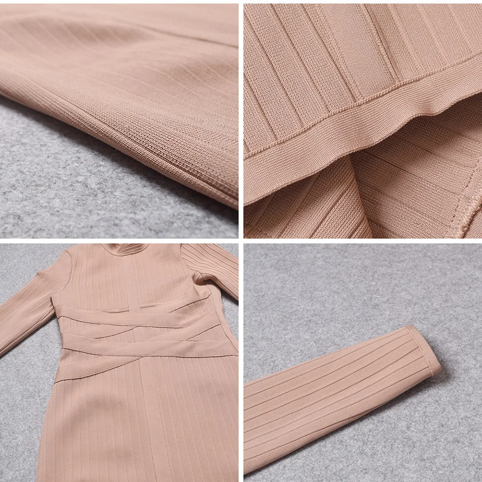 Водолазка в рубчик миди Бандажное платье зимнее облегающее платье с перекрещивающимися ремешками с длинным рукавом осеннее платье Vestidos