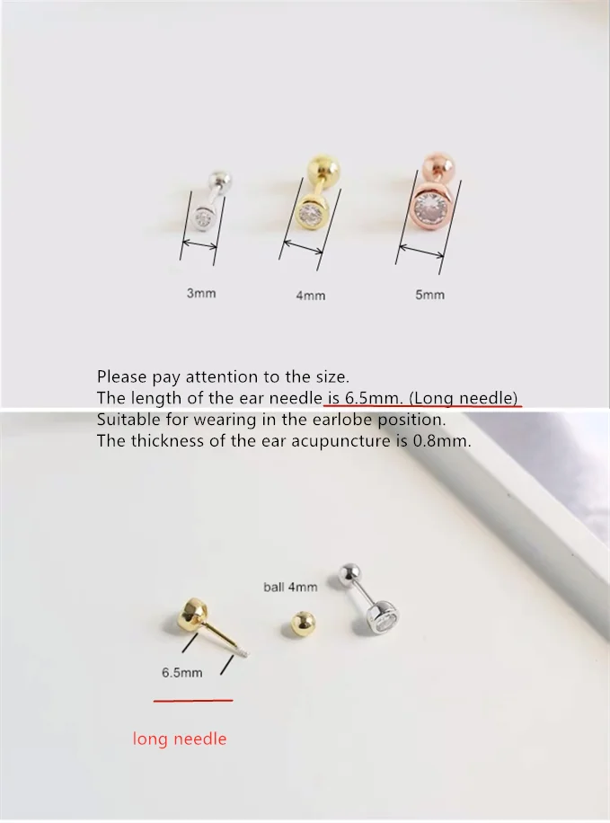 Женские круглые серьги гвоздики с фианитом из стерлингового серебра 925 пробы