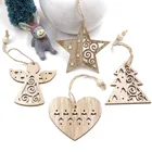 6 шт. DIY деревянные елочные игрушки предметы для рождественских подвесных украшений Рождественский Декор для дома вечерние свадебные новогодние украшения