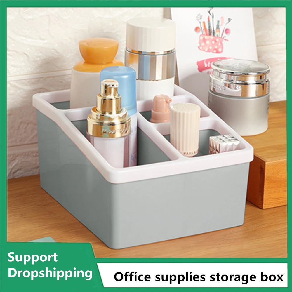 

2021 NEW Plastic Desktop Sundries Storage Makeup Organizer Cosmetic Makeup Brush Storage Case Home Office Bathroom Storage Box