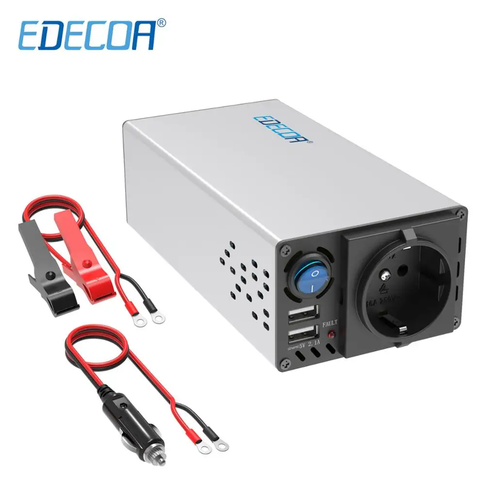 

EDECOA 600W car inverter modified sine wave DC 12V to AC 220V power inverter dual USB ports 5V 2.1A charger
