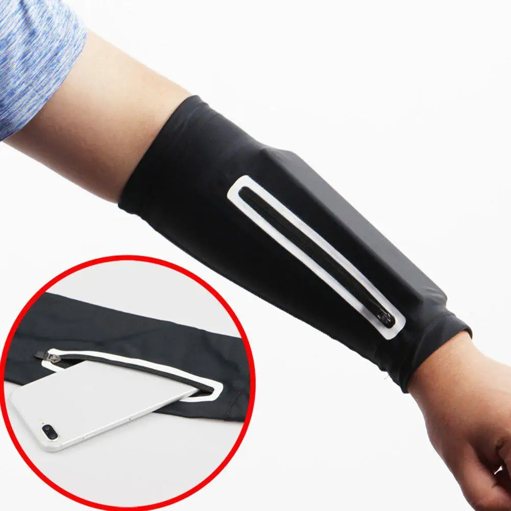 

HobbyLane Unisex Long/Short Arm warmer for Mobile Phone Stretch Arm Bag Running Riding Sunscreen Armband Wrist Bag