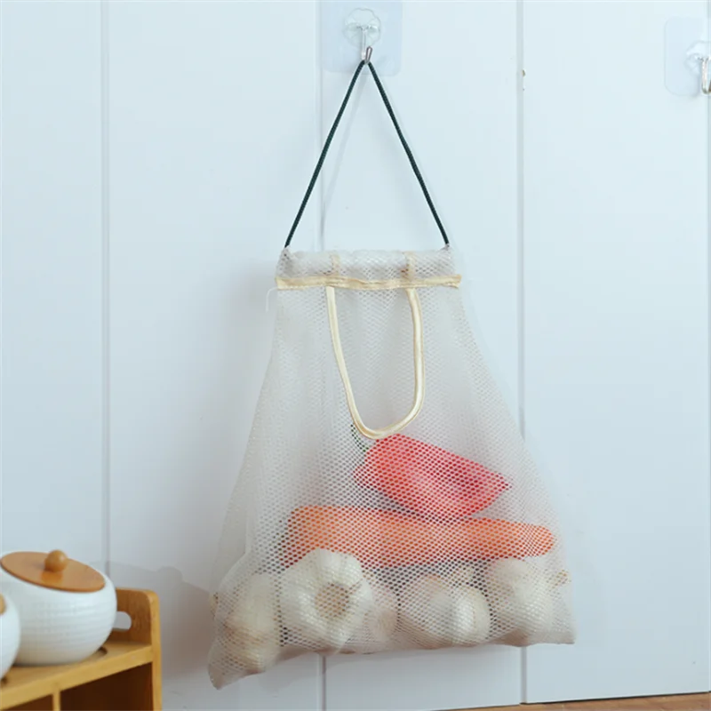 1/2PCS Mesh Net Reusable Hanging Storage Bags Fruit Vegetable Garlic Onion Organizer Home Hollow Bag Kitchen Accessories | Дом и сад