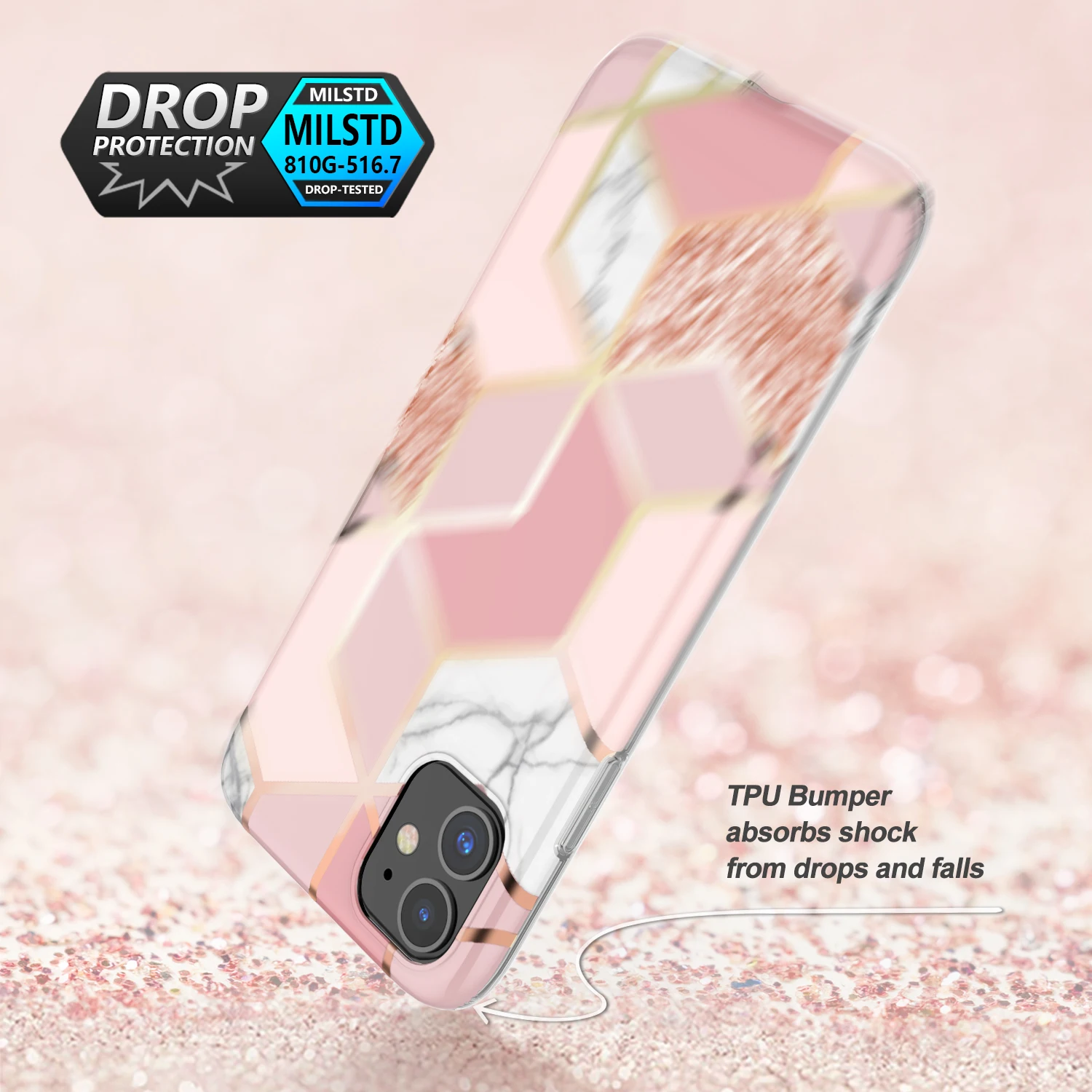 Чехол-бампер с розовым геометрическим мрамором для iPhone 11 Pro Max XR X XS мягкий чехол из