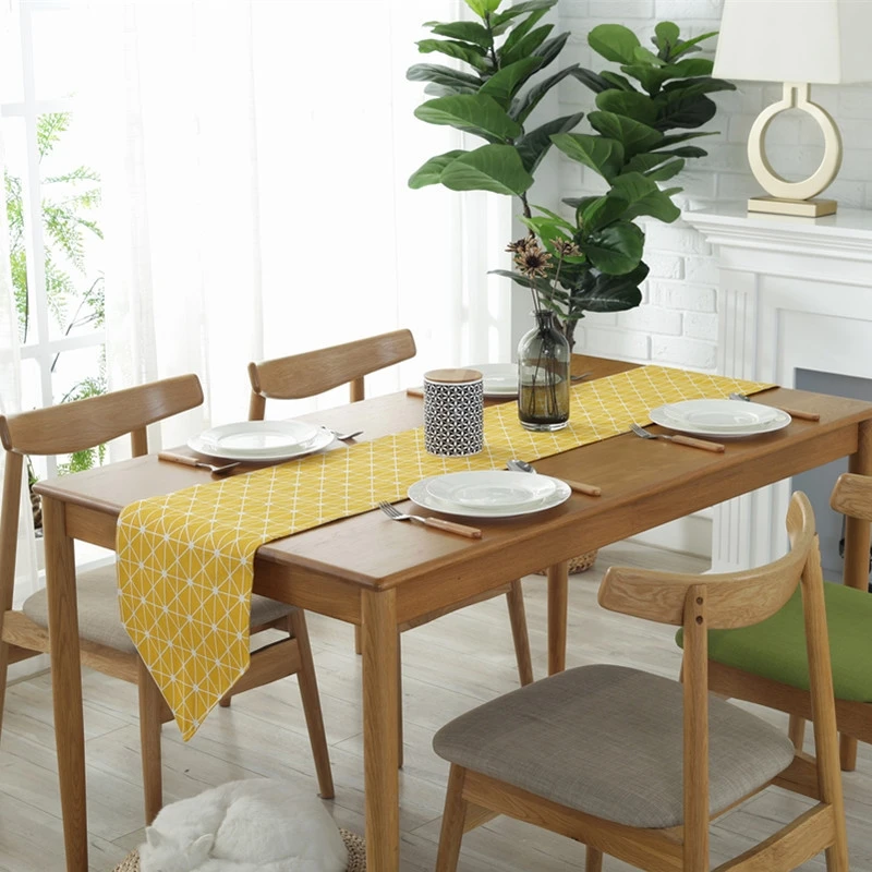 

Yellow Checker Print Table Cloth Cotton Linen Table Flag Christmas Wedding Table Runner Restaurant Table Decor Naperon De Table