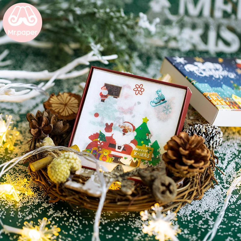 Mr. Бумага 50 шт./кор. Счастливого Рождества Обычная лист деко наклейки Санта Клаус