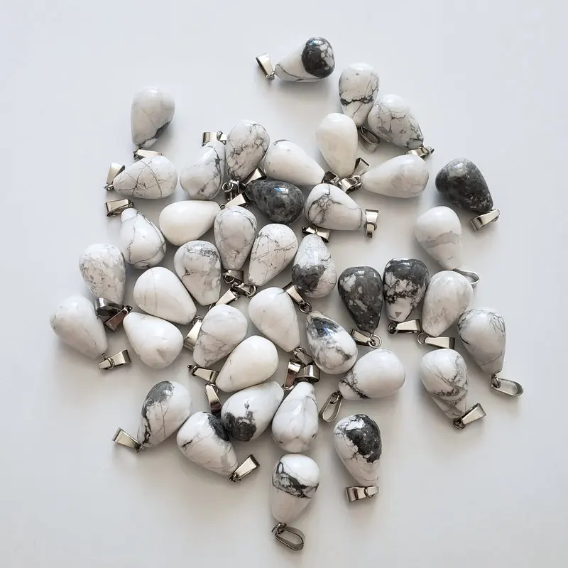 White Turquoise 50 шт./лот горячая Распродажа смесь природных камней подвески в форме капли воды для изготовления ювелирных изделий DIY - Окраска металла: White Turquoise