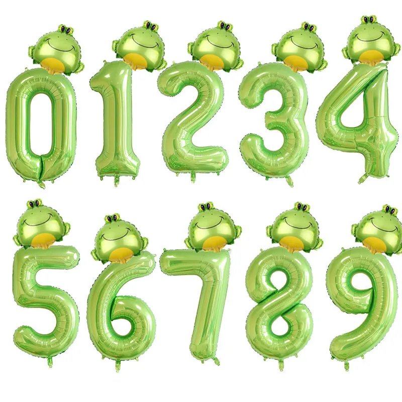 frog 2 шт. 40 дюймов воздушные шары зеленая фольга номер баллон джунгли сафари вечерние животные гелий шар Дети день рождения, детский душ Декор - Цвет: frog
