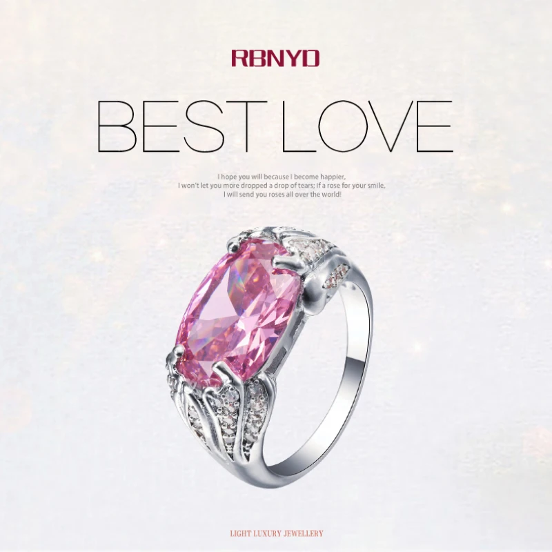 RBNYD горячее Сверкающее розовое Красное овальное штабелируемое кольцо с