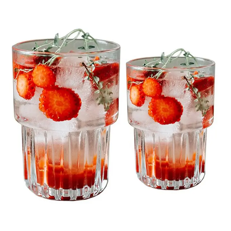 

YHA Clear Glass Mug Drinking Cup for Tea Coffee Juice Glass Lotus Cup Ins Restaurant Household Glass Lotus Cup
