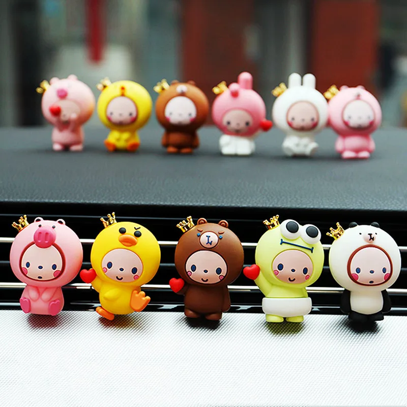

Cartoon Bear Car Air Freshener Cute Little Yellow Duck Perfume Diffuser Crown Bunny Doll Pink Car Accessories Interior Ornament