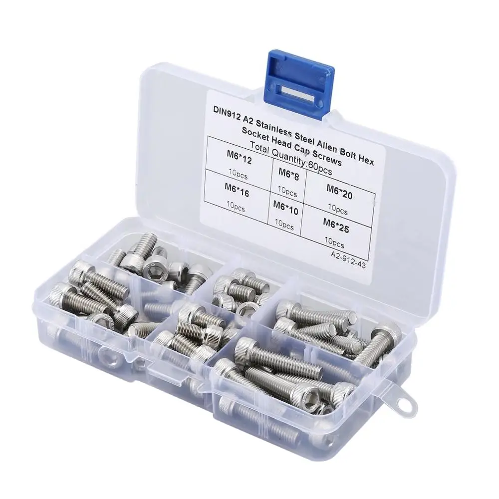 60 шт. M63 304 Нержавеющая сталь головкой и шестигранным углублением Кепки винт DIN912