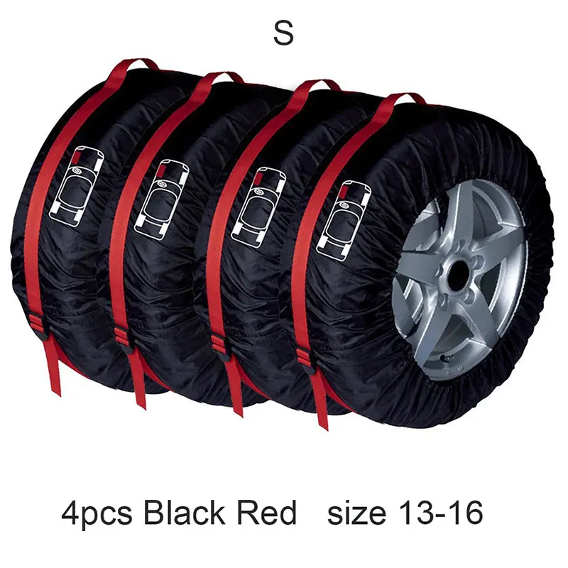 Size S 4pcs Black Чехол для автомобильных шин для автомобиля, чехол для запасных шин для гаража, аксессуары для автомобильных шин, защитная сумка для хранения шин, чехлы для автомобилей, размер S/L - Цвет: Size S 4pcs Black