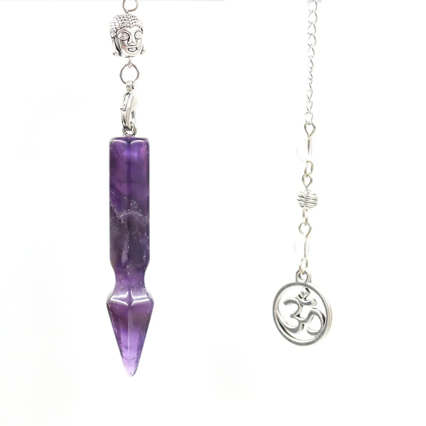 FYJS уникальный посеребренный камень аметист кулоны с резиновыми полосками