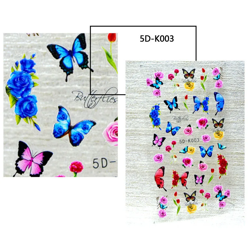 

5D Butterfly Flower Nail Stickers Women Beauty Embossed Engraved New Manicure DIY Decal Self-Adhesive Nail Decoration