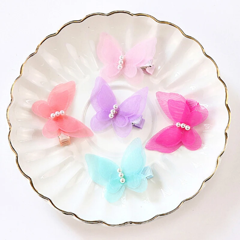 Pinzas para el pelo con lazo de mariposa para ni&ntilde;a, 5 piezas, pinzas para el pelo, horquilla para ni&ntilde;o, accesorio para la cabeza, feliz-5