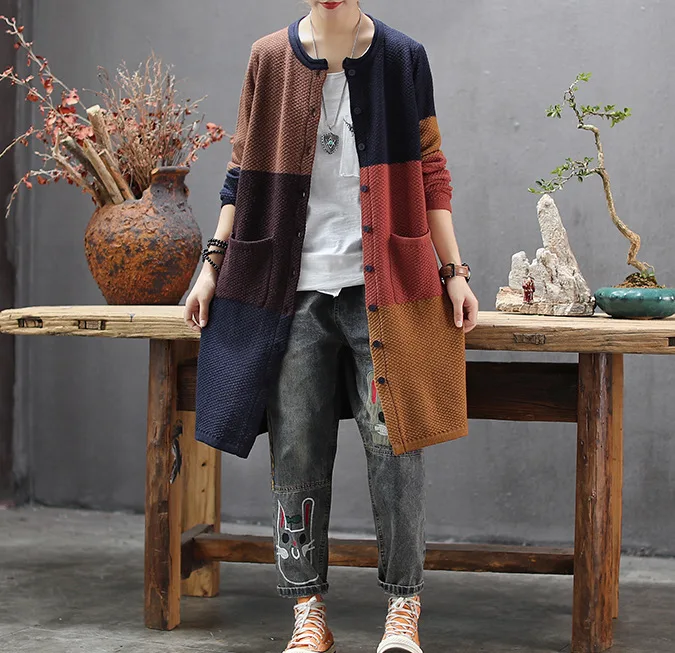 Женский свитер вязаный кардиган осень весна 2020 тонкое однобортное свободное