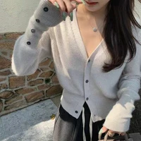 western style cashmere cardigan for women 2022 spring short v neck bottom sweater loose wool coat sweater
