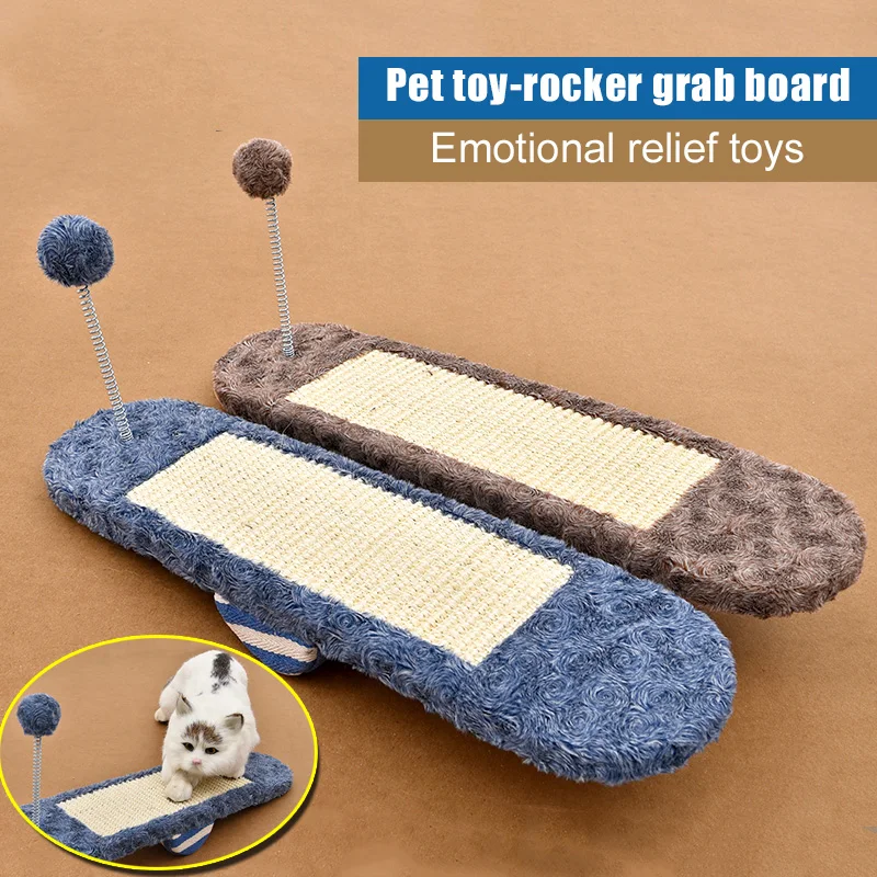 

Кошачья игрушка для домашних животных, Когтеточка, взаимодействующая с котятами, морская сизаль, пеньковый коврик с мячиком, Тренировочный ...